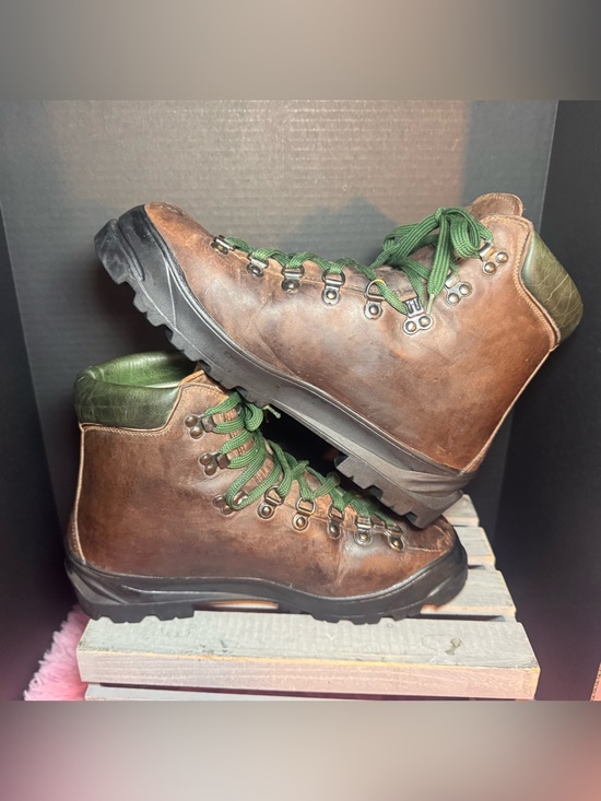 VTG Alico Italian Leather Hiking Boots Vibram Mens 10.5 Norwegian Welt Brown